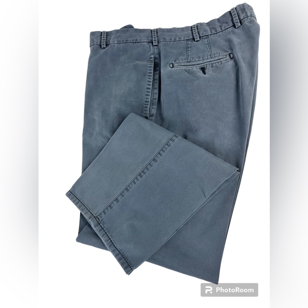 Peter Millar 100% Pima Cotton Chino Pants 36 Distressed Blue Golf/Casual Slacks